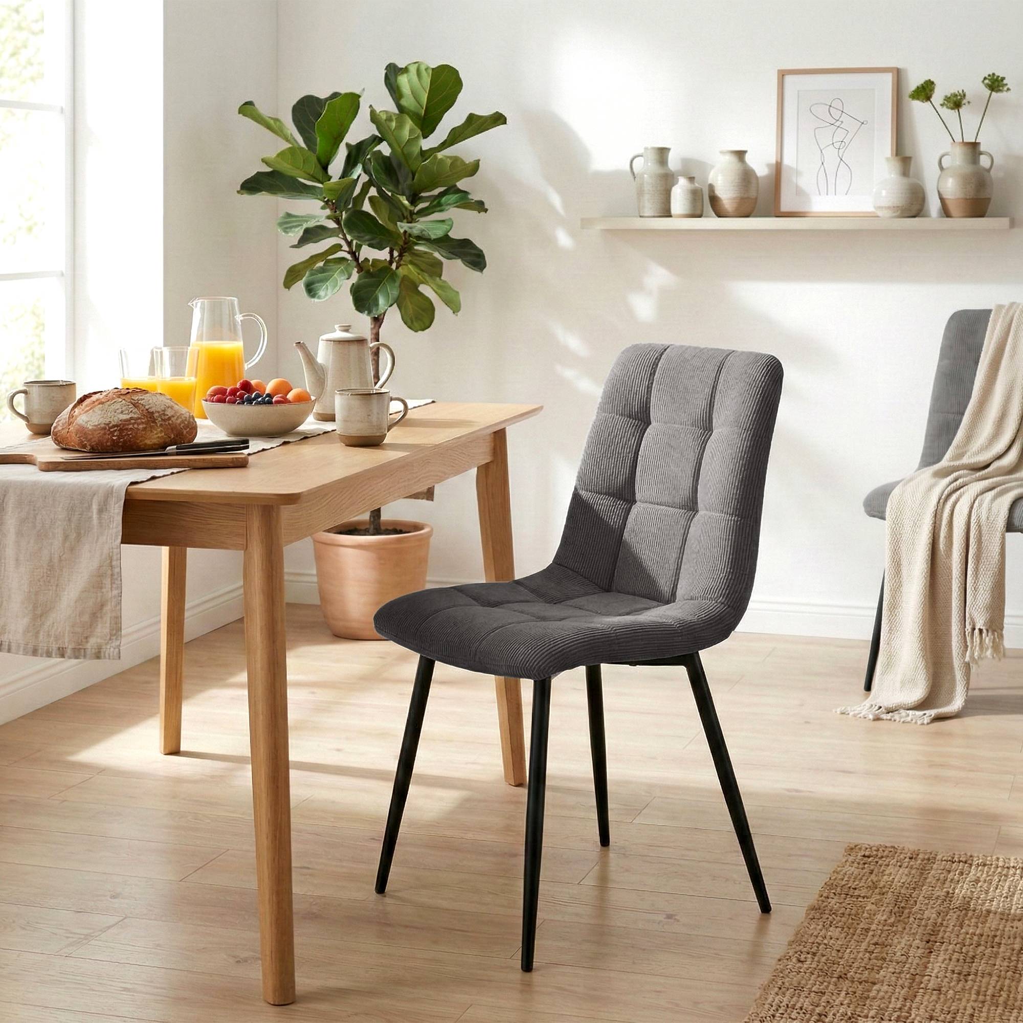 Set de 2 sillas de comedor Antibes de pana