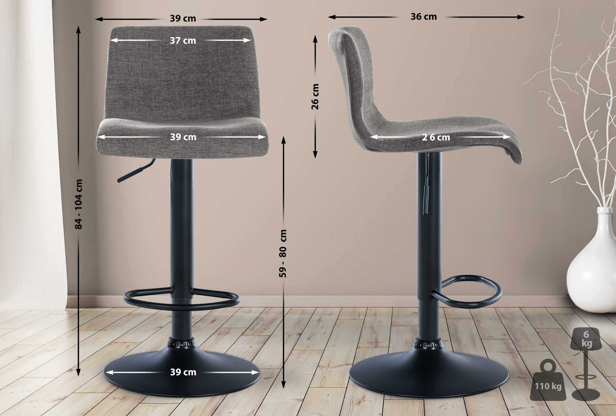 Set de 2 Taburetes de bar Branford