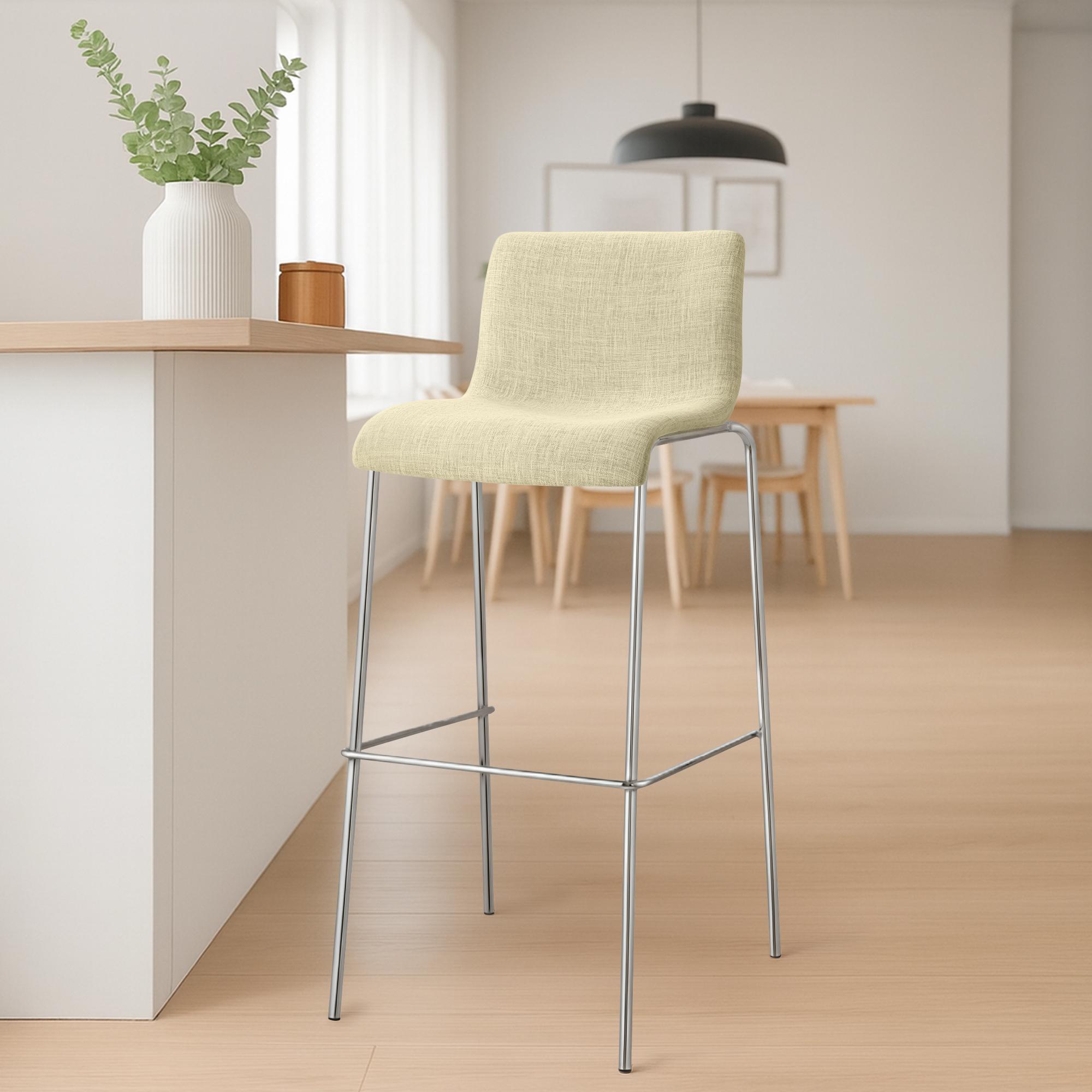 Juego de 2 taburetes de bar Hover, tela, base de cuatro patas