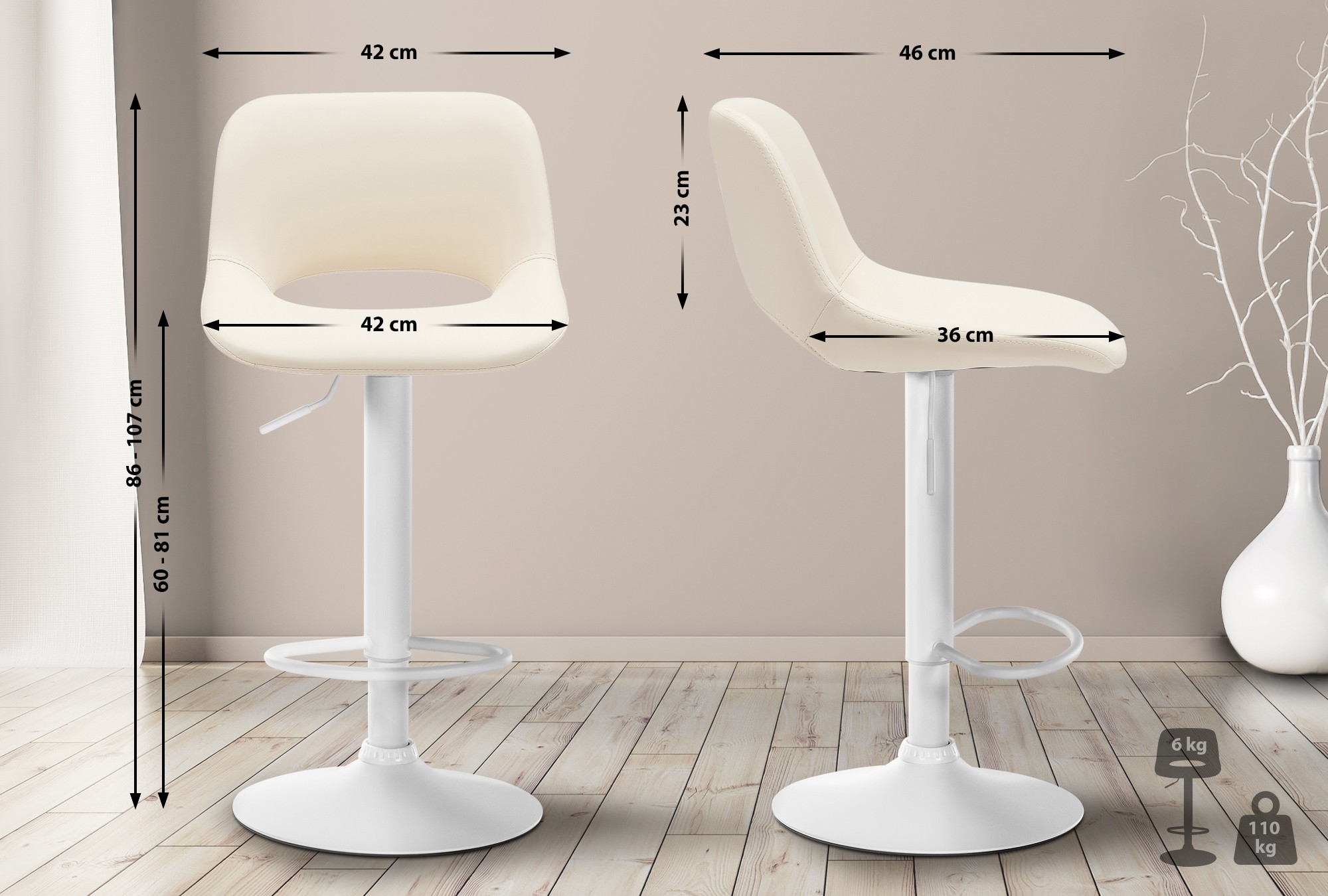 Set de 2 Taburetes de bar Camden En Polipiel