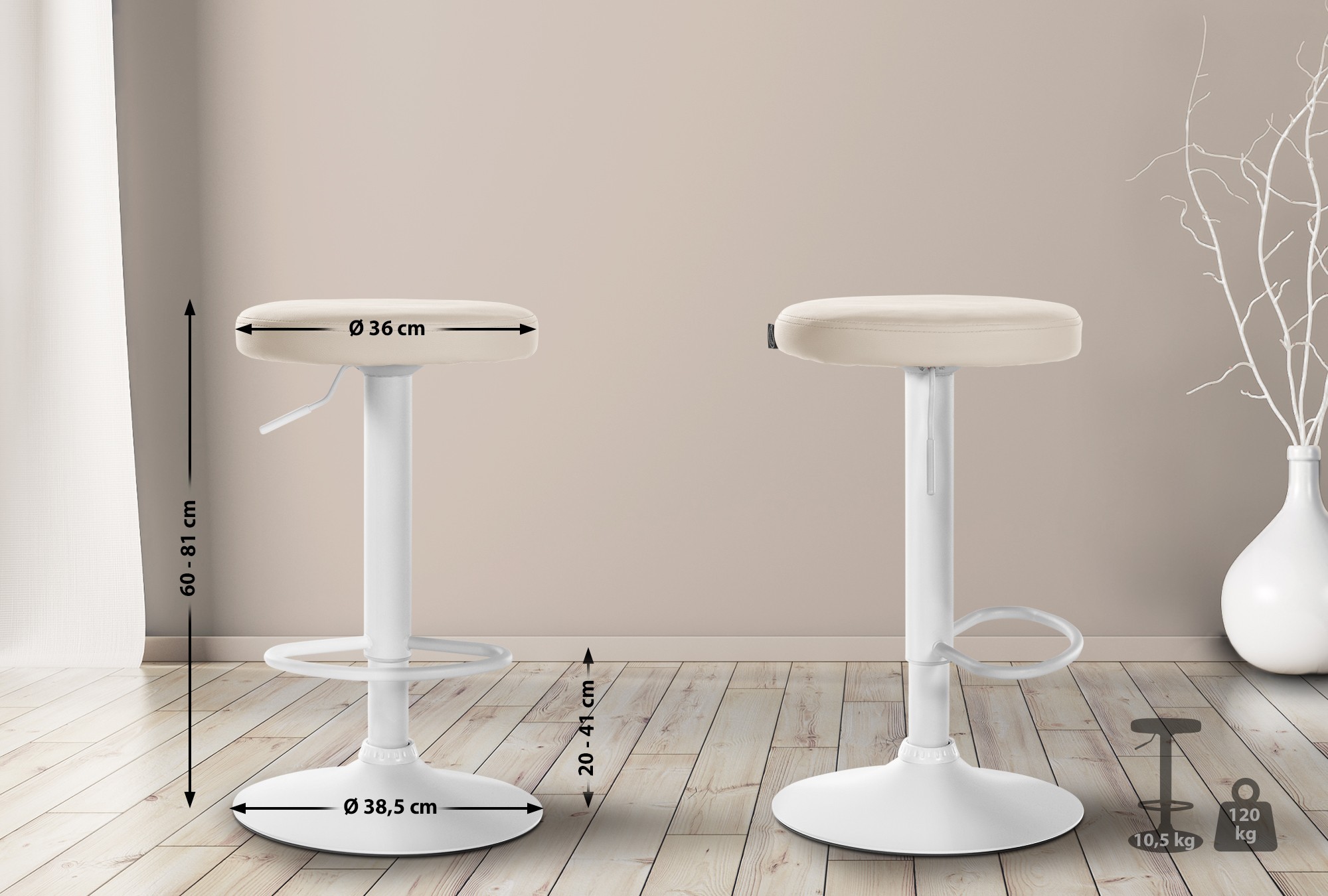 Set de 2 taburetes de bar Ponte en polipiel