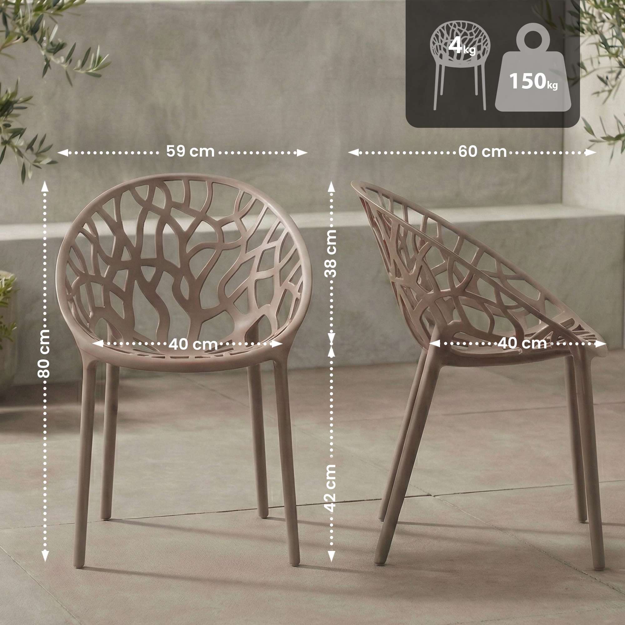 Juego de 2 Sillas de Jardín Hope