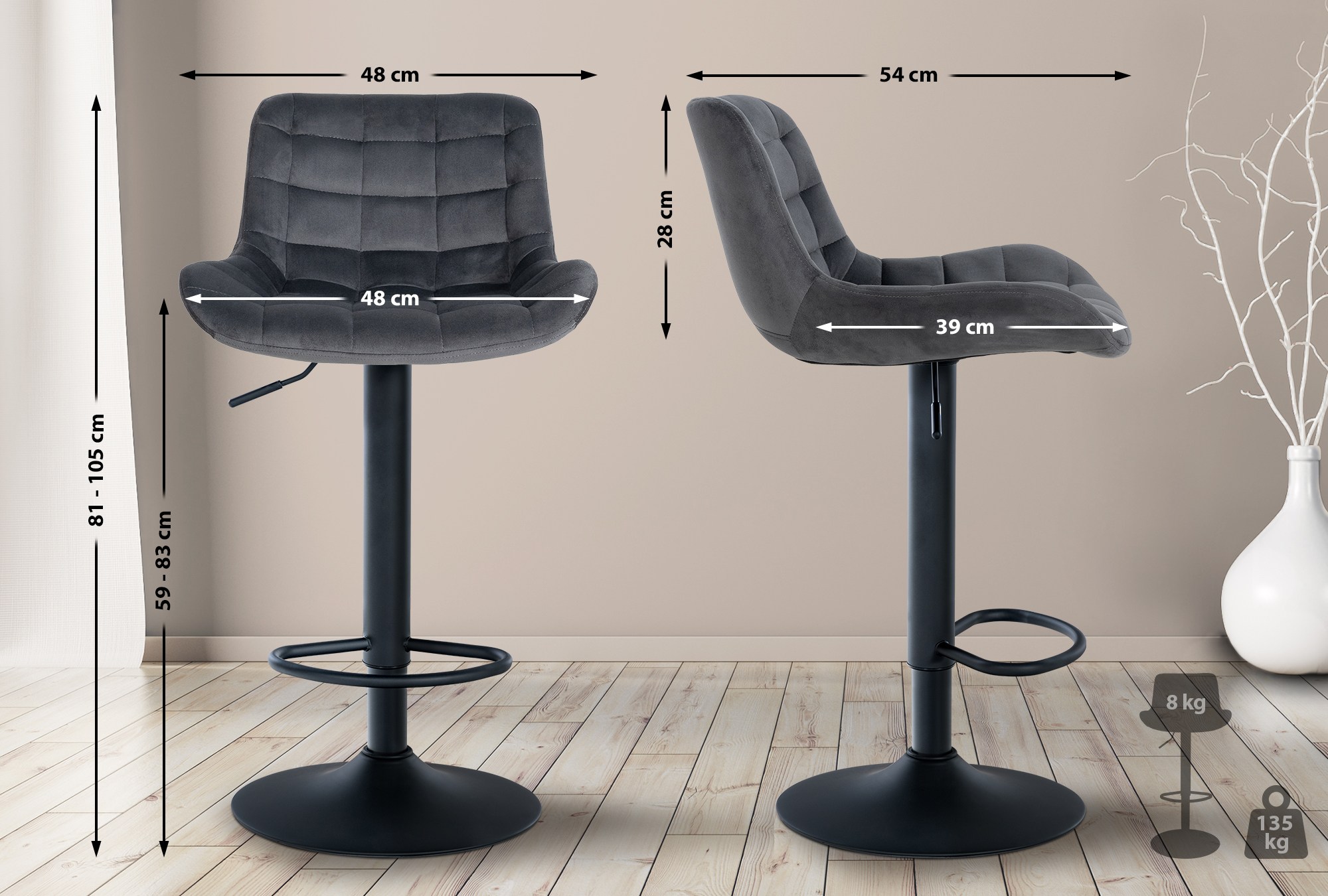 Set de 2 Taburetes de bar Tover