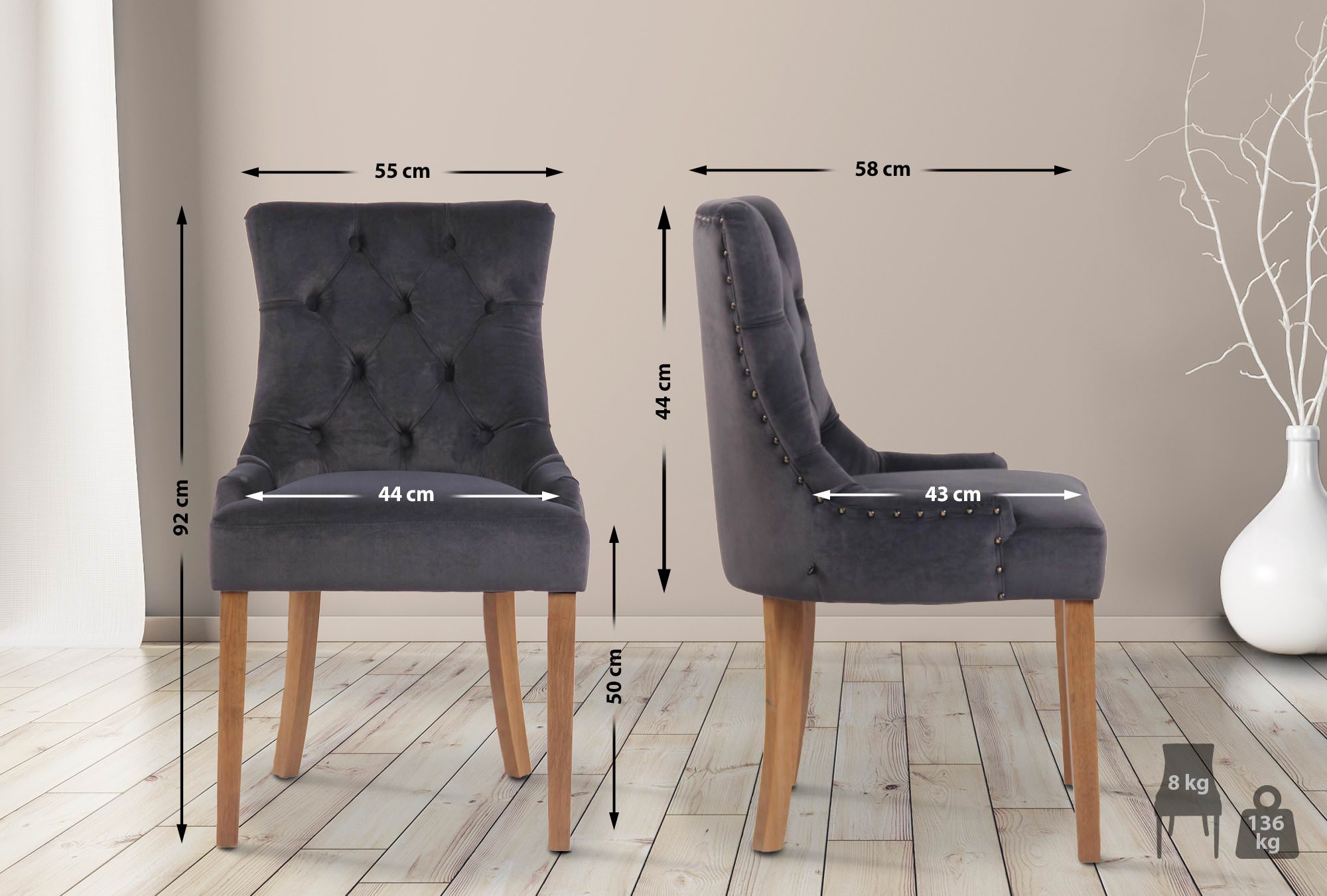Silla De Comedor Aberdeen En Terciopelo