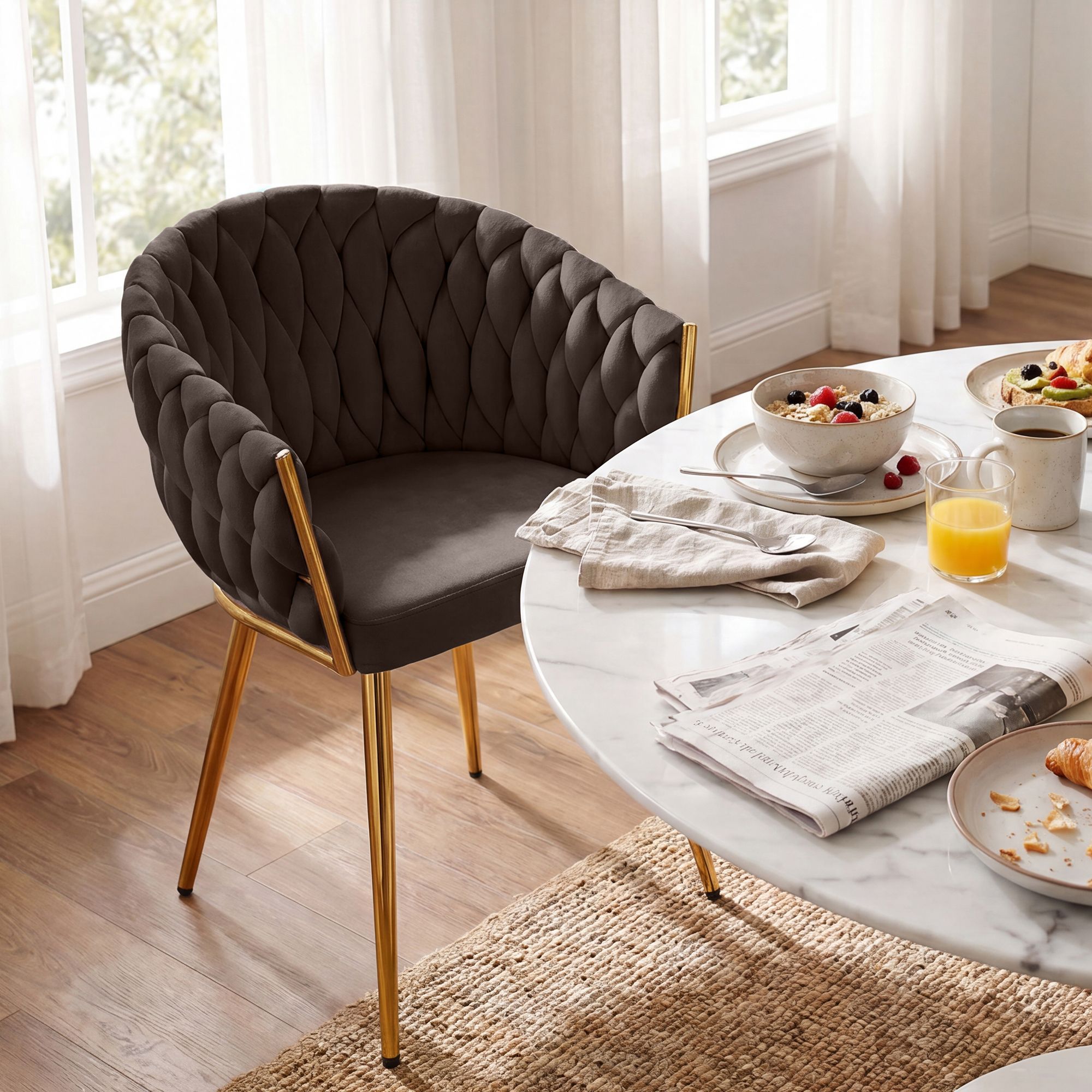 Silla de comedor Molise terciopelo dorado elegante y cómoda para tu hogar