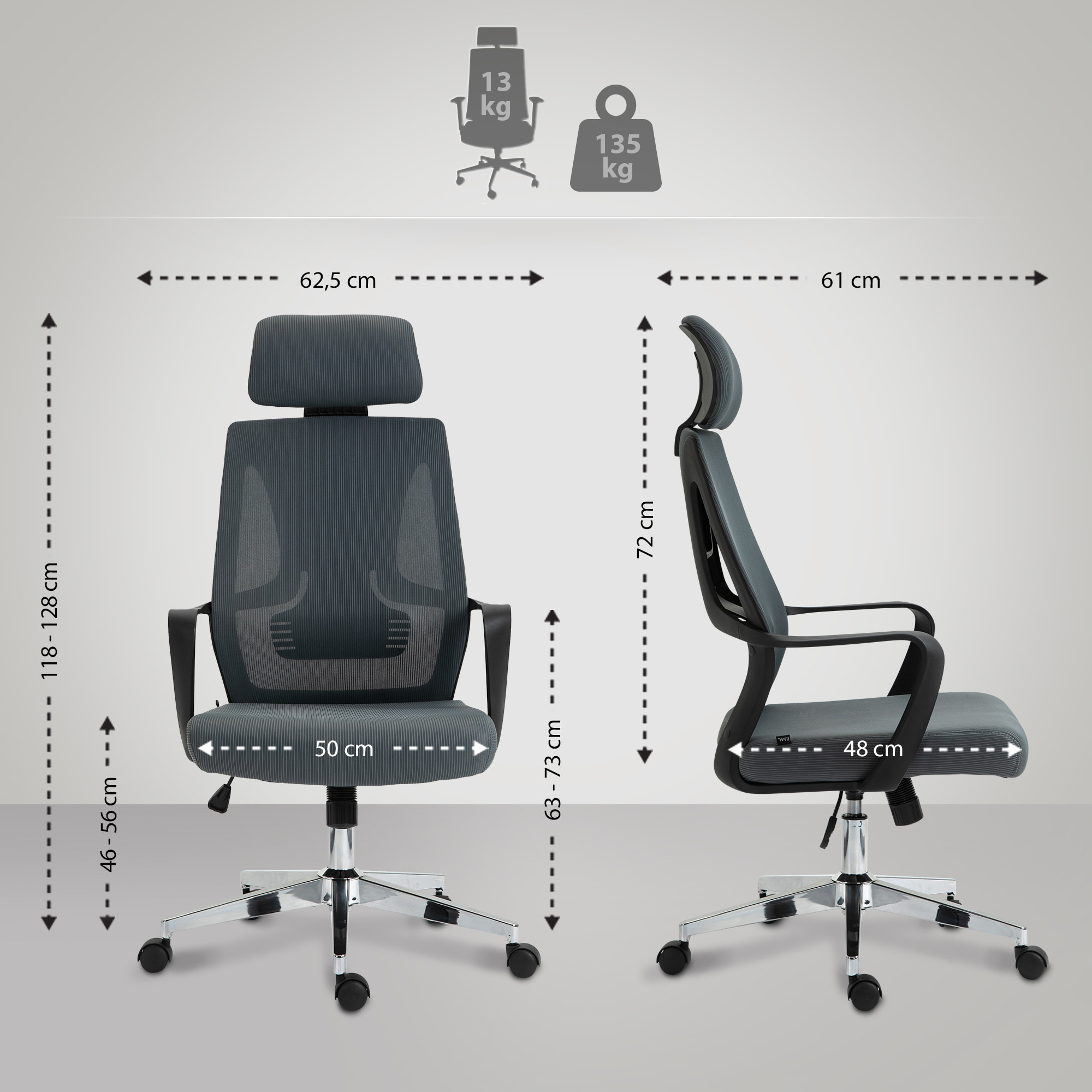 Silla de oficina Kanab con reposacabezas