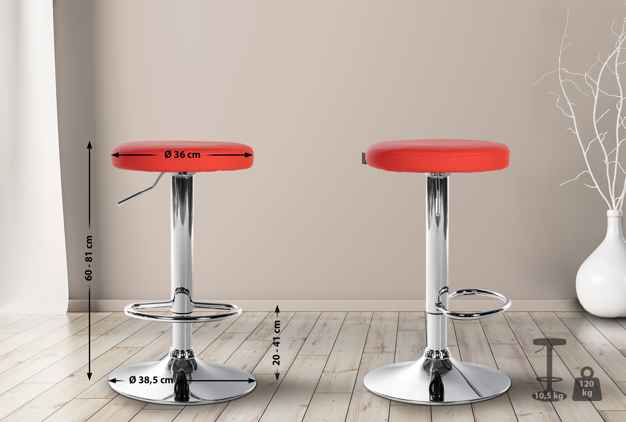 Set de 2 taburetes de bar Ponte en polipiel