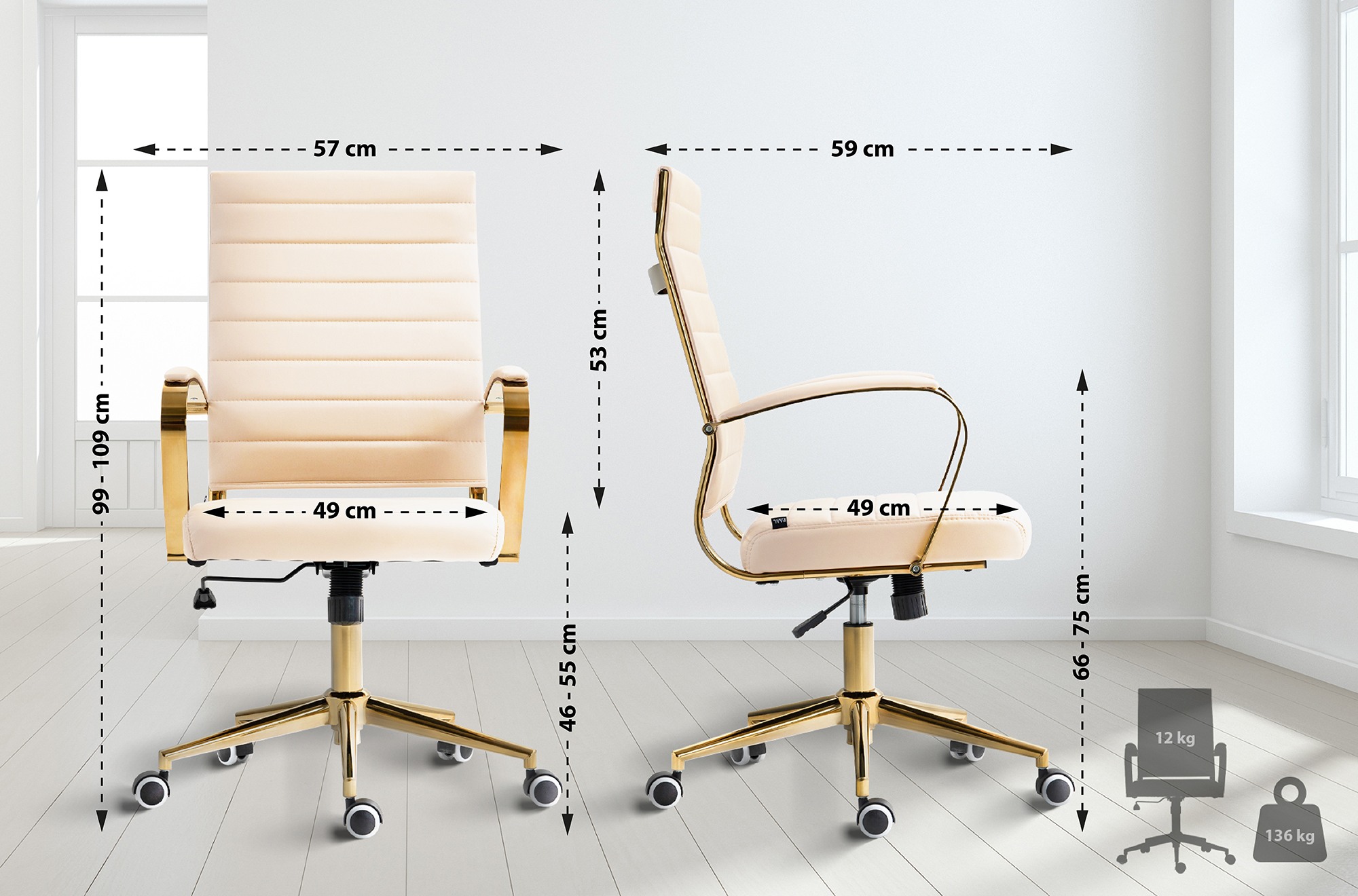 Silla de oficina Havanna en polipiel