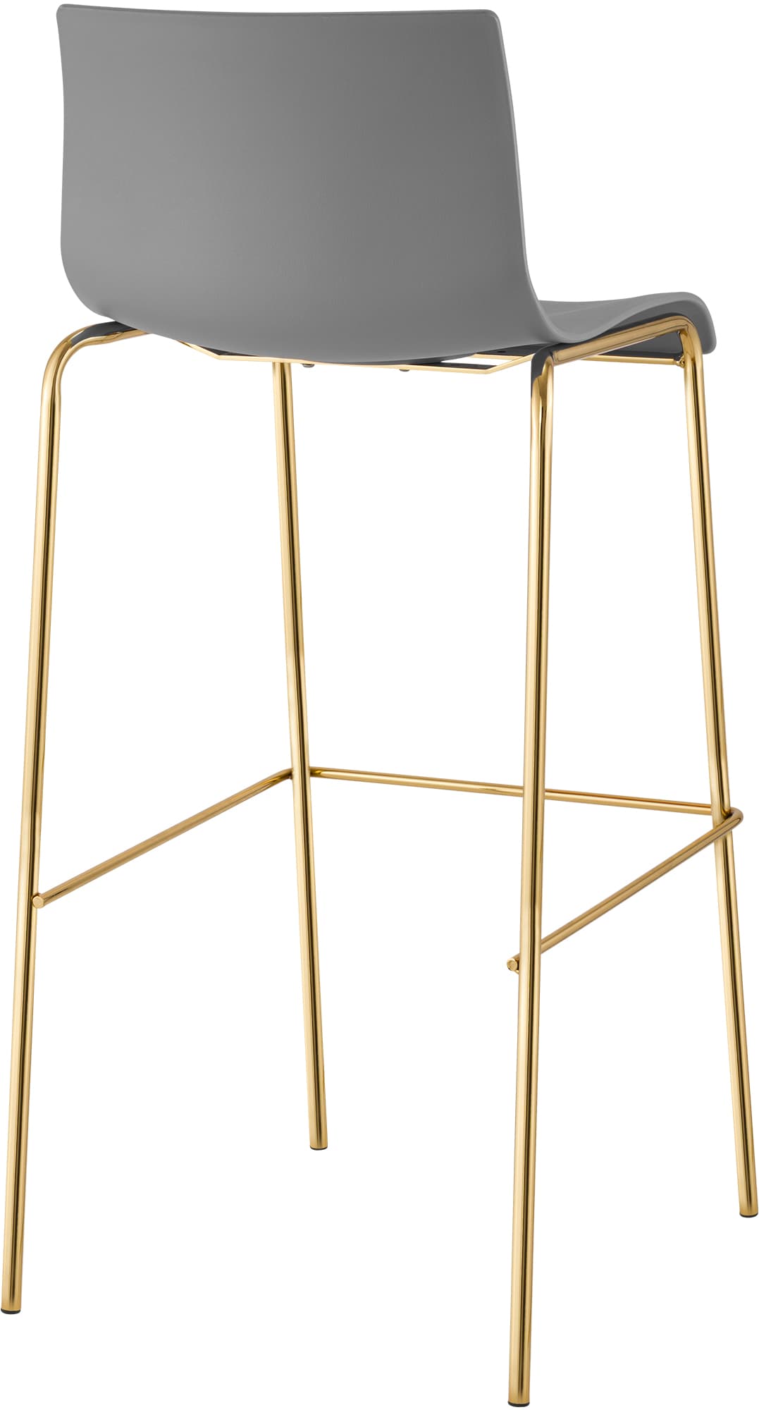 Set de 2 taburetes de bar Hover de plástico, base de 4 patas en color dorado