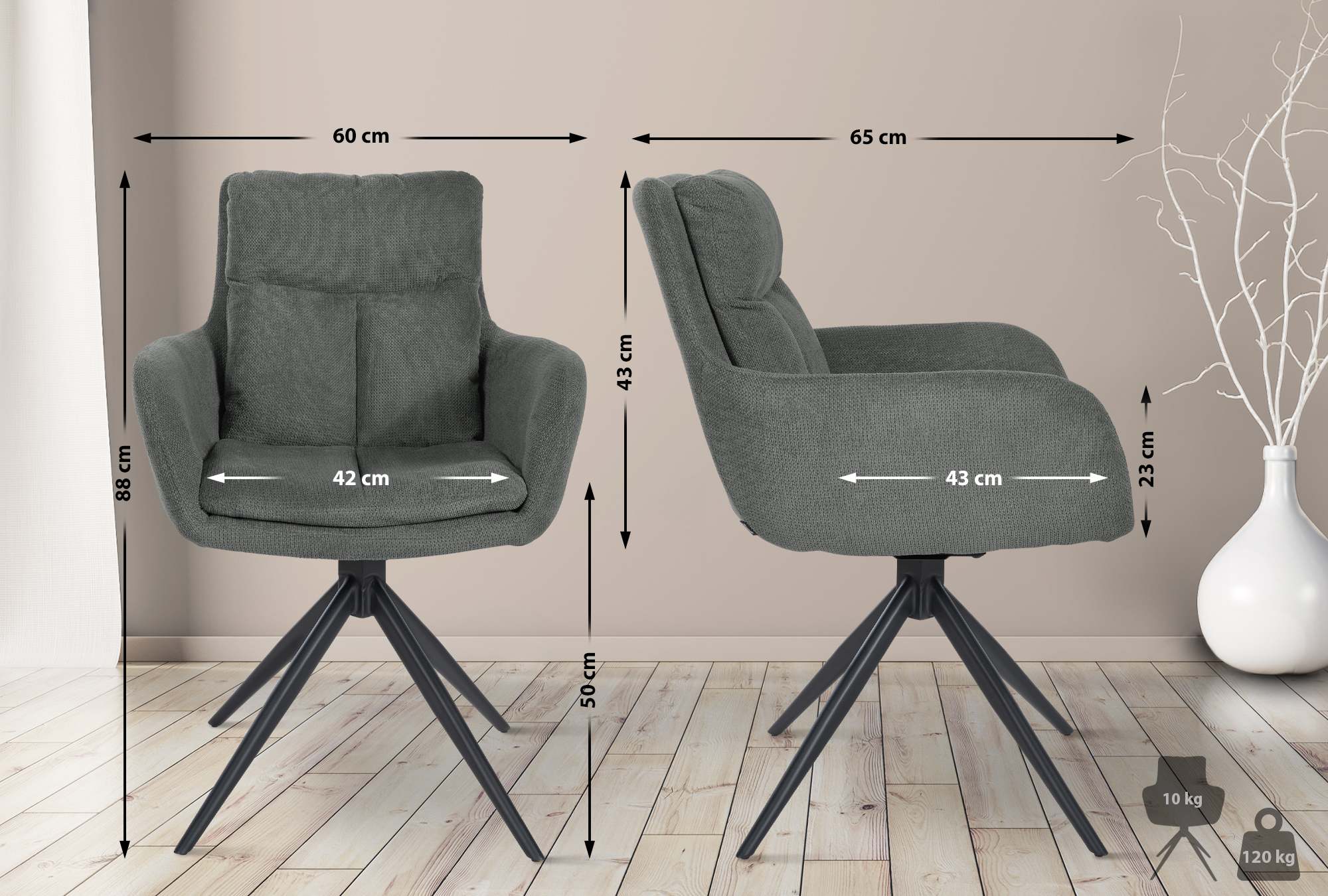 Silla de comedor Vilas de tela