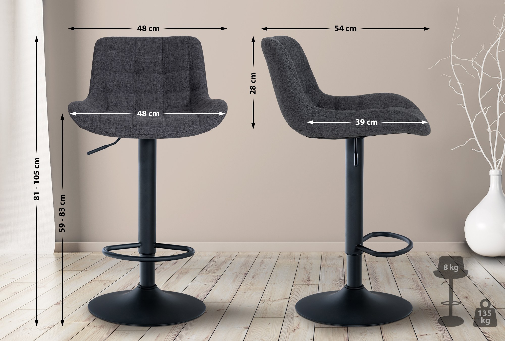 Set de 2 Taburetes de bar Tover