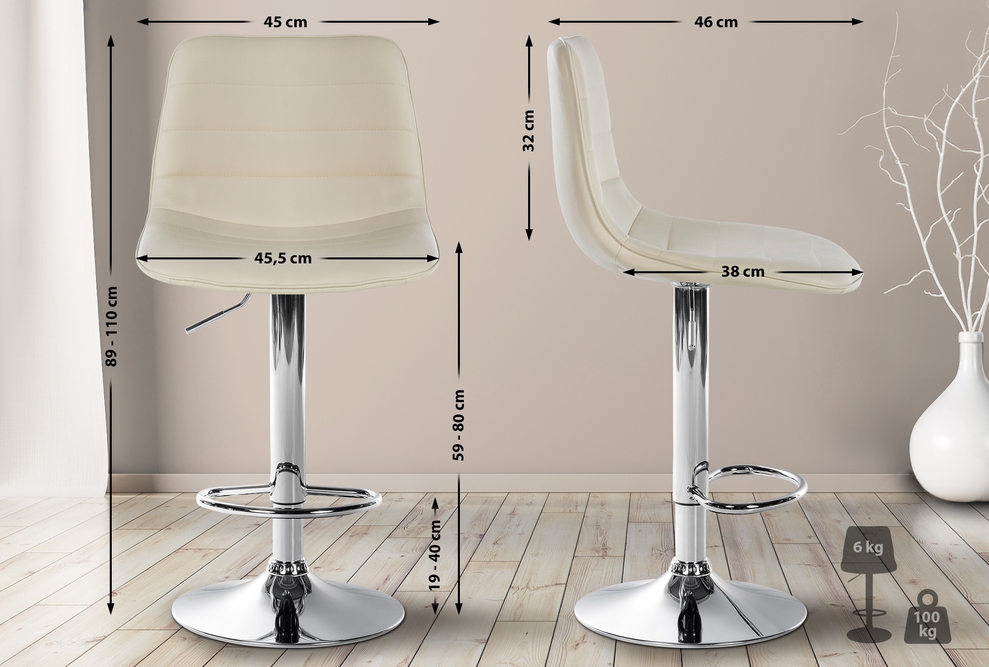 Taburete de bar Lex en piel sintética