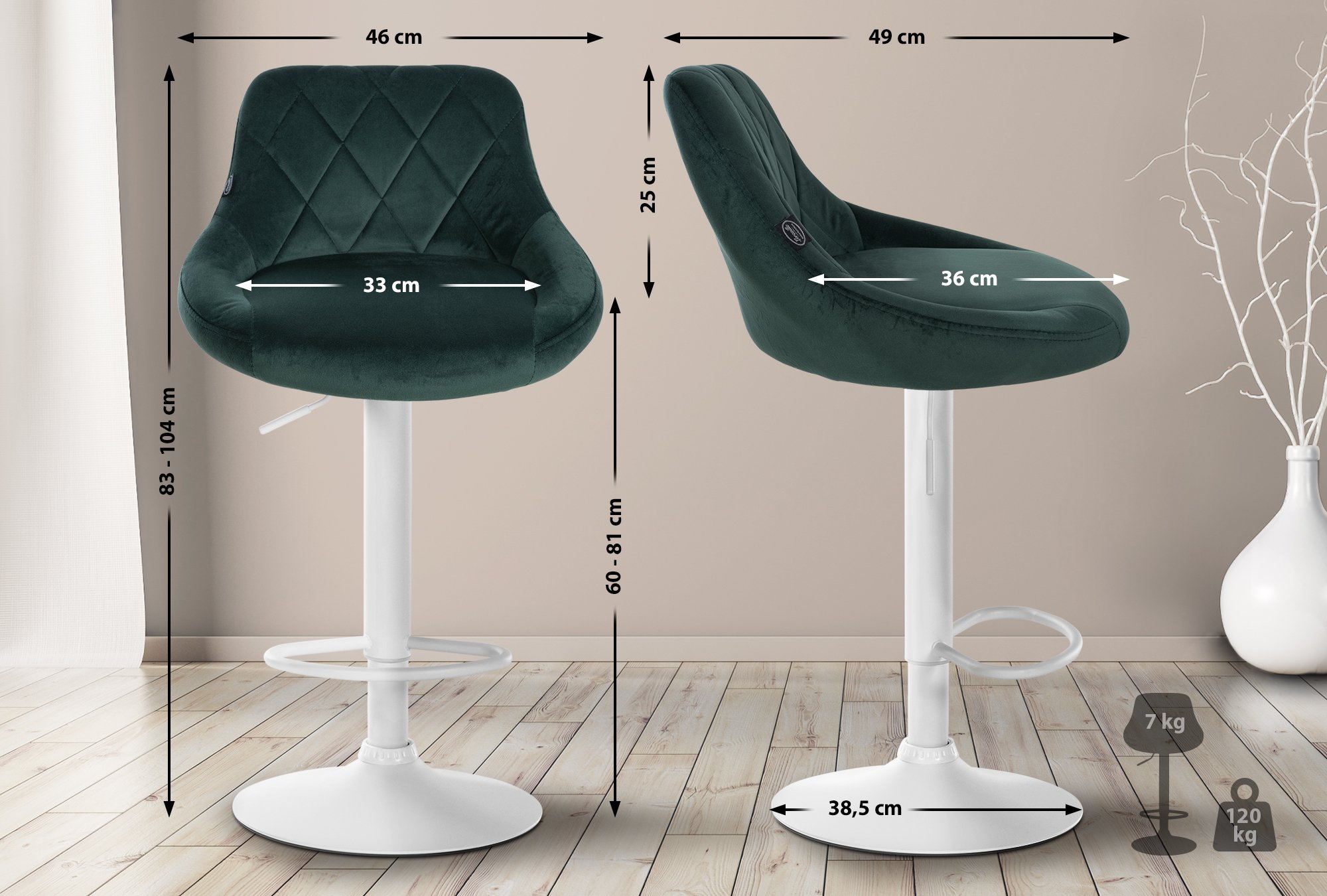 Set de 2 Taburetes Lazio en terciopelo