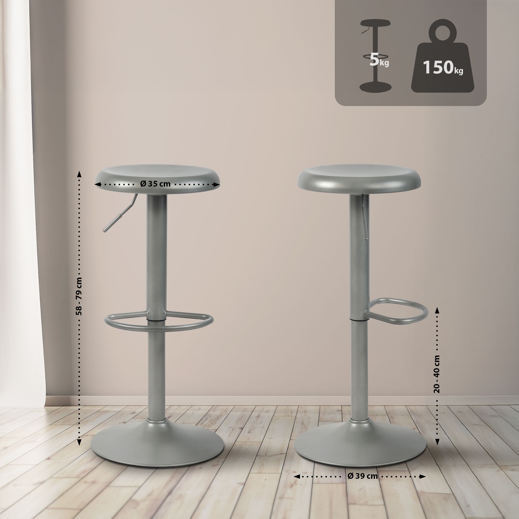 Juego de 2 taburetes de bar Williston